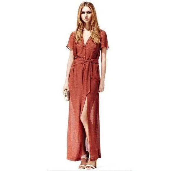 Reiss Dresses & Skirts - REISS UK 6 US 2 Genie Long Maxi Shirt Dress in Augburn Orange